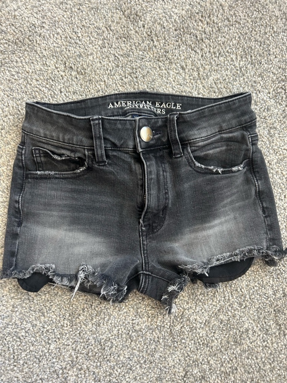 American Eagle Hi-Rise Shortie Distressed Denim Shorts